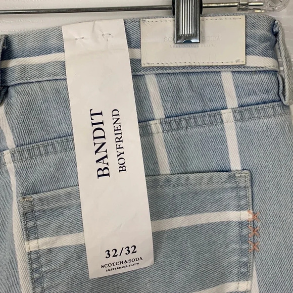 NWT Anthropologie Scotch & Soda bandit white striped boyfriend jeans sz 32 - Picture 11 of 14